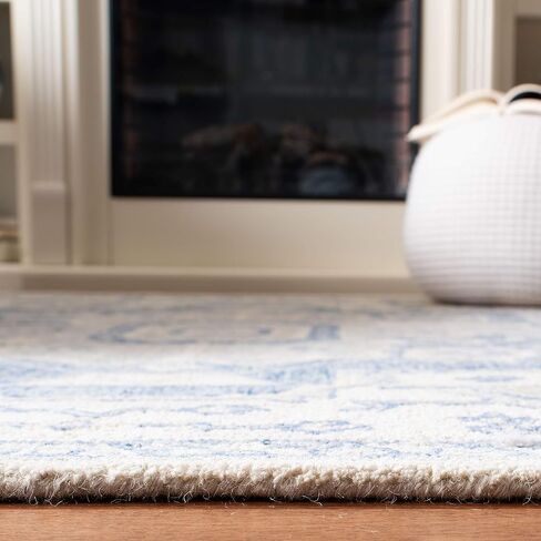Safavieh Micro-Loop Collection Runner Rug - 2'3" x 7', Ivory & Blue, Handmade Shabby Chic Medallion Wool, Ideal for High Traffic Areas in Living Room, Bedroom (MLP503G) in Saudi Arabia