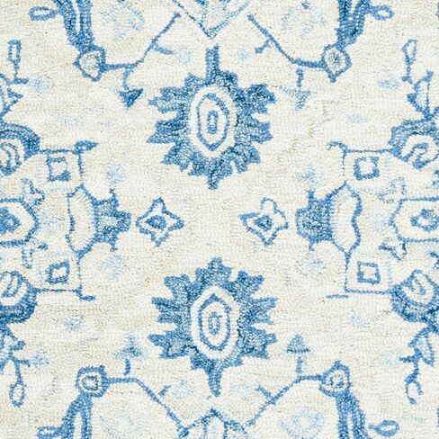 Safavieh Micro-Loop Collection Runner Rug - 2'3" x 7', Ivory & Blue, Handmade Shabby Chic Medallion Wool, Ideal for High Traffic Areas in Living Room, Bedroom (MLP503G) in Saudi Arabia