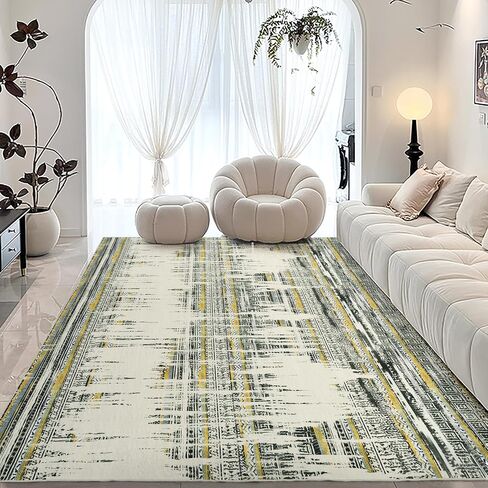 HOMBYS Modern Stripe Area Rug for Living Room Bedroom 8X10 ft, Large Farmhouse Boho Floor Carpet with Non-Slip Backing for Indoor Office Dining Room, Bohemian Home Deco, Machine Washable ﻿ in Saudi Arabia