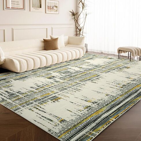 HOMBYS Modern Stripe Area Rug for Living Room Bedroom 8X10 ft, Large Farmhouse Boho Floor Carpet with Non-Slip Backing for Indoor Office Dining Room, Bohemian Home Deco, Machine Washable ﻿ in Saudi Arabia