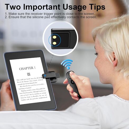 RF Remote Control Page Turner for Kindle iPad iPhone Android Phone/Tablet Reading eBooks Novels Comics, Photo Camera Recording Remote Triggers (White+Yellow) in Saudi Arabia