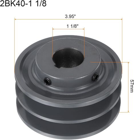 uxcell 2BK40-1 1/8 V-Belt Sheave 1 1/8"Bore 3.95"OD Double Groove Web Sheave Bored-to-Size Sheave, Cast Iron, Belt Section for 3L or B Belt in Saudi Arabia