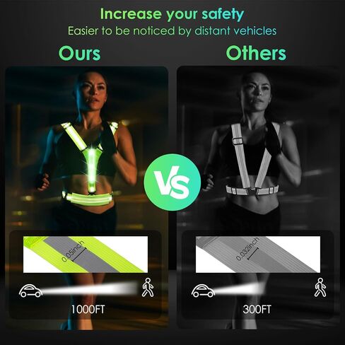 Upgrade LED Reflective Light Up Safety Running Vest, 4 Lights Colors High Visibility Adjustable Reflective Night Running Walking Vest Gear with Pouch, Running Lights for Runners Men Women in Saudi Arabia