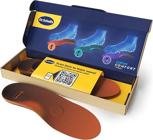 حشوة كاملة الطول لتقويم العظام من Dr.Scholl's® Custom Fit®، CF 690، مخصصة لقدمك وقوسك، تخفيف فوري للآلام طوال اليوم، أسفل الظهر، الركبة، اللفافة الأخمصية، الكعب، النعال الداخلية تناسب أحذية الرجال والنساء in Kuwait