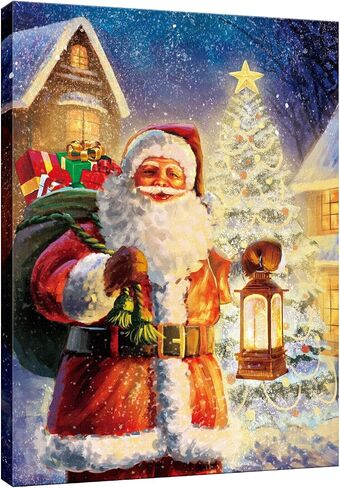 Christmas Winter Canvas Wall Art with Wood Frames 12" x 16" Art Works Christmas Poster Prints Truck Red Truck Hanging Wall Pictures Decoration for Holiday Living Room Bedroom Bathroom in Saudi Arabia