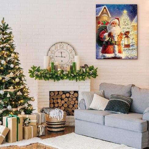 Christmas Winter Canvas Wall Art with Wood Frames 12" x 16" Art Works Christmas Poster Prints Truck Red Truck Hanging Wall Pictures Decoration for Holiday Living Room Bedroom Bathroom in Saudi Arabia