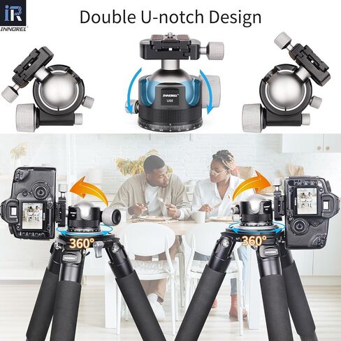 INNOREL 44mm Low Profile Camera Tripod Ball Head, CNC Metal Heavy Duty 360 Panoramic Tripod Head Compatible with Arca 1/4" Quick Release Plate for Tripod Monopod DSLR Camera Camcorder, 55lbs/25kg in Kuwait