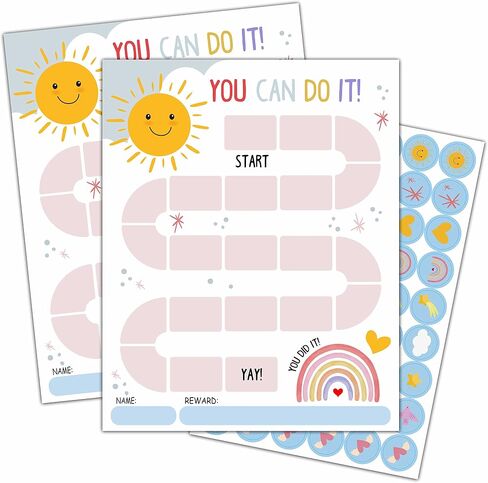 Rainbow Theme Reward Chart,20 Kids Behavior Charts with 432 Round Stickers, Sticker Incentive Responsibility Chart for Teens Kids Toddler Homework Assignments Attendance-B16 in Kuwait