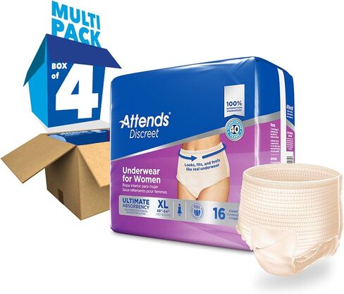 Attends Discreet Incontinence Care Women's Protective Underwear with Dual Leakage Protection, Medium, 80Count in Saudi Arabia