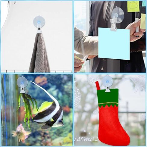 Saycker 8 Pcs Suction Cup Clips, Clear Wall Suction Cup Clip for Windows, Plastic Window Glass Suction Cup Holder with Clip, Clamps Holder Business Cards Clamp for Bathroom Kitchen Window in Saudi Arabia