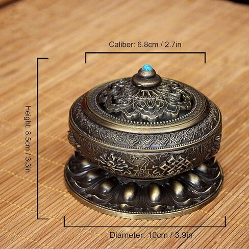 10cm / 3.9in Incense Holder Nepal Sandalwood Alloy Incense Burner Holder Decorative Desktop for Relieving Anxiety,Yoga Relaxation Suitable for Yoga Room, Tea Room,Bedroom in Saudi Arabia