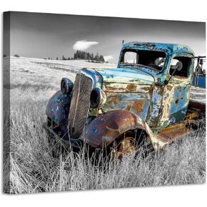 ARTISTIC PATH Rusty Car Canvas Wall Art: Old Truck Pictures Paintings Print on Canvas Artwork for Bedroom (16" W x 11" H,Multi-Sized)