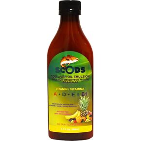 Emulsion de Scods Frutas Tropicales Cod Liver Oil Emulsion Tropical Fruits 200ml Vitamin A + D + E & B1