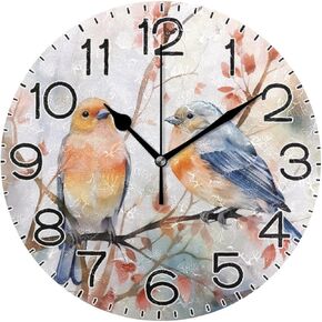 Black Cat and Dog are Friends Silhouette Animals Wall Clock Battery Operated Non Ticking Silent Quartz Analog Rustic Farmhouse Round Clock Retro Decor for Home Kitchen Living Room Bathroom