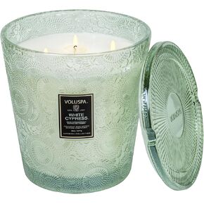 Voluspa Noble Fir Garland, 3 Wick Hearth Candle, 38 oz, 80 Hour Burn Time, Coconut Wax Blend, Christmas Scented Candles for Home, Poured in The USA
