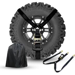 Y Strap for Spare Tire,3 Ratchet Straps Tie Down, Heavy Duty Spare Tire Strap for UTV,Roof Rack Spare Tire Mount,Pickup Trucks