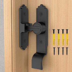 90 Degree Barn Door Latch Lock, Sliding Screen Door Latch, Garage Door Lock, Flip Door Latch, Sliding Door Hardware Fit for Bathroom, Patio, Bifold, Garden, Pet Door (White-1 pc)