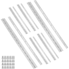 MANCHAP 8 PCS 16 Inch Silver Stainless Steel Piano Hinges, Continuous Piano Hinge, Nickle-Plated Folding Cabinet Door Butt Hinge with 144 Screws for Cabinets, Boats, Jewelry Box