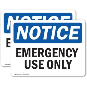 (2 Pack) Emergency Use Only OSHA Notice Sign 5 Inch X 3.5 Inch Vinyl Label Decal Sticker Weather Resistant, UV Protected for Workplace, Business, and Construction Site, Made in the USA