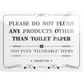 7 x 5 inches Please Do Not Flush Anything Except Toilet Paper Sign, Ready to Stick & Durable Bathroom Rules Wall Decor, Airbnb Essentials for Hosts, Restroom Etiquette Sign
