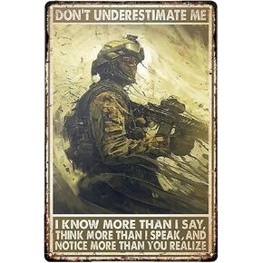 Vintage U.S Army Veteran Tin Sign for Home Garage Man Cave Shed Office Military Room Living Room Coffee Bar Wall Decor Retro Poster Plaque Military Fan Gift 8x12 inch