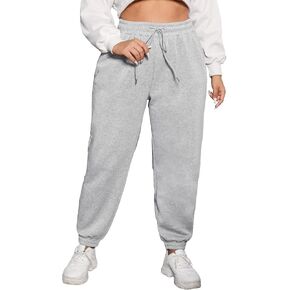 WDIRARA Women's Plus Size Drawstring Elastic High Waist Joggers Sweatpants with Pockets