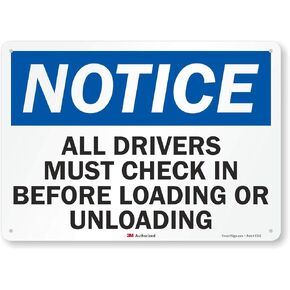 SmartSign "Drivers Must Check in Before Loading and Unloading" Sign | 10" x 14" Plastic
