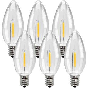 612 Vermont Shatterproof LED Window Candle Replacement Bulbs, Warm White 2700K, C26 Bulb, E12 Candelabra Base (Pack of 6)