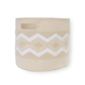 Crane Baby Fabric Storage Bin for Nursery and Toddlers, Toy Storage for Boys and Girls, Cream and Beige, 13" w x 12" h