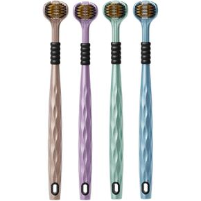 Generic Three-Sided Toothbrush for Luxury Household Use, New Brushing Experience, Soft Bristles, Exquisite Box Packaging（4 pcs）