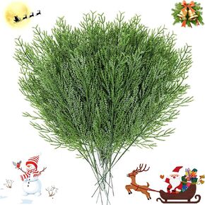 NOVWANG 60 Pieces Artificial Pine Branches, Artificial Cedar Stems and Artificial Snow Pine Branches for Christmas Decoration Christmas Picks for DIY Garland Craft Family Kitchen Holiday Decoration