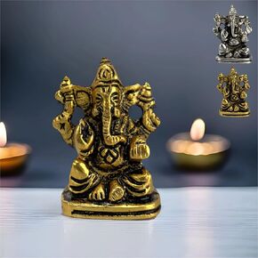 LOVENSPIRE Lord Ganesha for Car Idol Metal Ganpati Showpiece Ganeshji Figurine God of Luck and Success Home Decoration Car Dashboard Return Gifts Housewarming Pooja Diwali