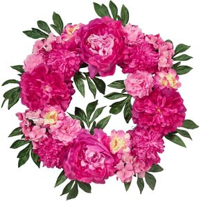 Wreaths for Front Door, WELL KNOWN Spring Wreath for Front Door,Peony Wreath as Front Door Decor, Hot Pink Wall Hanging Home Decor