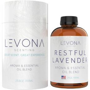 Levona Scent Essential Oil - Fresh Aroma for Home, Office, Hotel & Spa, Perfect in Humidifiers and Diffusers, Luxury Fragrance, with Eucalyptus, & Bergamot Notes - 700ml/ 23 fl oz, Restful Lavender