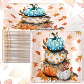 Lallisa 100 Pack Fall Paper Plates Thanksgiving 7 Inch Watercolor Pumpkin Plates Decorative Disposable Plates Thanksgiving Table Decorations Rustic Pumpkin Harvest Small Plates Fall Party Supply Decor