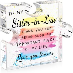 Sisters Gifts from Sister - Gifts for Sister from Brother, Best Sister Ever Gifts, Mothers Day Birthday Sisters Acrylic Puzzle Piece Christmas Wedding Present for Sister Desk Plaque