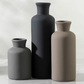 Ceramic Vase Set of 3, Vases Home Decor Rustic Vase Farmhouse Decor Vase Terra Cotta Pottery Vases for Bouquet Pampas Grass Dried Fresh Flowers Living Room Kitchen Bedroom Bathroom - Multicolor