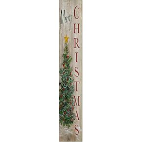 Mery Christmas Tree Sign for Front Door, 4ft Tall Porch Decor, Vertical Wooden Signs Porch, Rustic Farmhouse Wood Decorations Outdoor