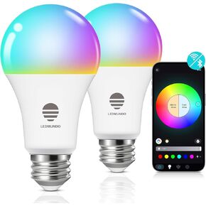 Smart Light Bulbs, Smart Bulb Compatible with Alexa & Google Home, LED Light Bulbs Color Changing, Multi-Dynamic Scene, Music Sync, A19 E26 2.4GHz RGBTW WiFi & Bluetooth Light Bulb 60W, 800LM, 4Pack