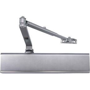 CLG HARDWARE Heavy Duty Commercial Door Closer DC8016 - Slim Line - Surface Mounted, Grade 1- ADA & UL 3 Hour Fire Rated, Adjustable Size 1-6 for Entrances & Aluminum Storefronts - US26D Aluminum