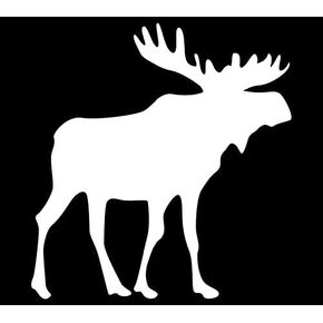 Moose Vinyl Decal | White | Made in USA by Foxtail Decals | for Car Windows, Tablets, Laptops, Water Bottles, etc. | 4.2 x 4.5 inch