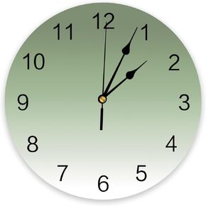 12 Inch Wall Clock Silent Non-Ticking, Sage Green Gradient Round Battery Operated Mute Clock for Bedroom Office Living Room Home Kitchen Decor Wall Clocks