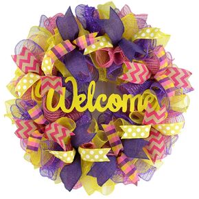 Everyday Wreath | Year Round Wreath | Welcome Front Door Wreath | Purple Pink Yellow