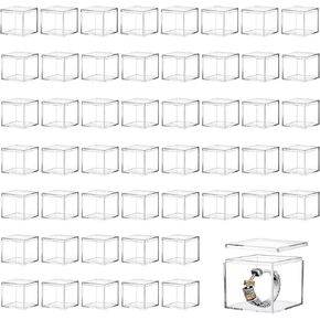 50 Pcs Clear Small Acrylic Box Plastic Acrylic Square Cube with Lid, 0.98×0.98×0.79 inches Gifts Box Storage Containers Display Box for Cosmetics, Jewelry, Party Favors, Makeup, and Tiny Item