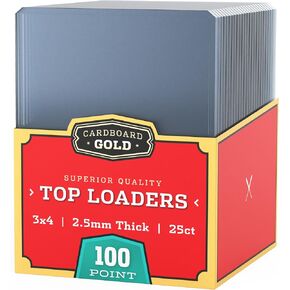 Cardboard Gold - 100pt Top Loaders for Cards - 25 Count - Premium 3x4 Inch Trading Card Toploaders - Protect Your Baseball and Sports Cards with These Crystal Clear Hard Plastic Sleeves Protectors