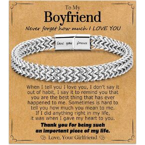 WIKHIA Graduation Gifts for Him, Class of 2024 High School College Master Degree Grad Gifts, 8MM Double Strand Wheat Chain Stainless Steel Bracelet for Men&Boys, 8.3 in