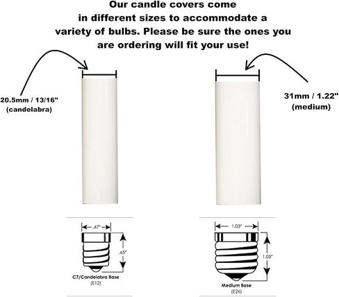 Creative Hobbies® 4" White Plastic Candle Covers Sleeves Chandelier Socket Covers ~ 4 Inch Candelabra Base | Set of 12 in Saudi Arabia