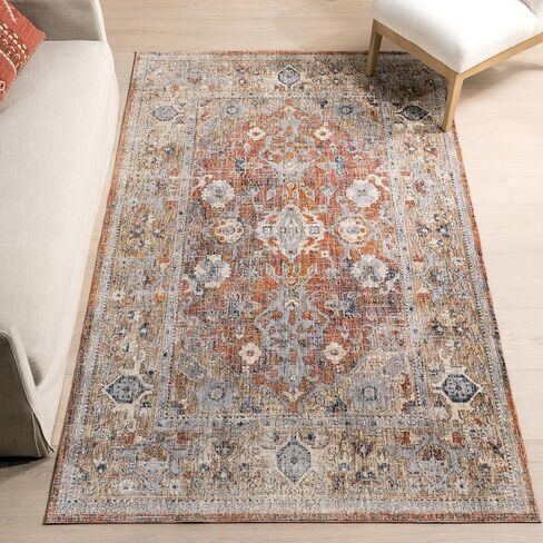 nuLOOM Brittany Oriental Style Medallion Area Rug - 8x10 Area Rug Oriental & Oriental Style Rust/Blue Rugs for Living Room Bedroom Dining Room Kitchen in Kuwait