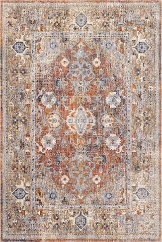 nuLOOM Brittany Oriental Style Medallion Area Rug - 8x10 Area Rug Oriental & Oriental Style Rust/Blue Rugs for Living Room Bedroom Dining Room Kitchen in Kuwait