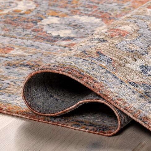 nuLOOM Brittany Oriental Style Medallion Area Rug - 8x10 Area Rug Oriental & Oriental Style Rust/Blue Rugs for Living Room Bedroom Dining Room Kitchen in Kuwait